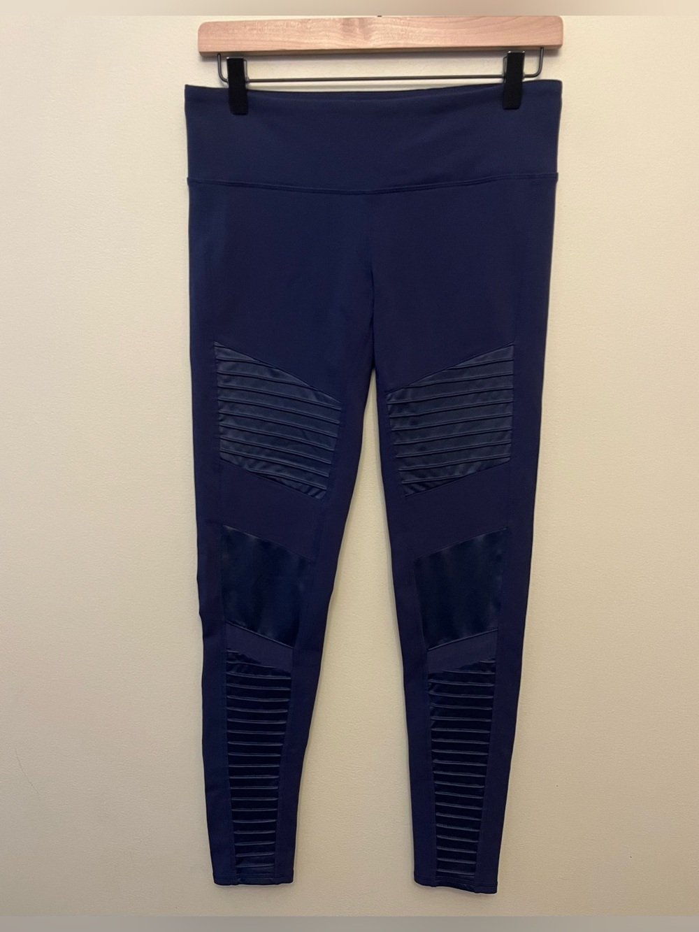 Alo Yoga Mesh Panel Moto Leggings Women's Size Medium Blue Activewear Athleisure